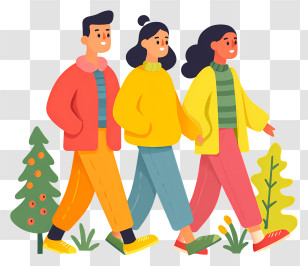 Best Friends Walking And Talking - Cartoon People Walking Outdoors Transparent PNG