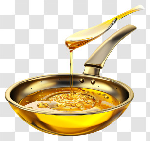 Cooking Oil - Golden Frying Pan With Oil Transparent PNG