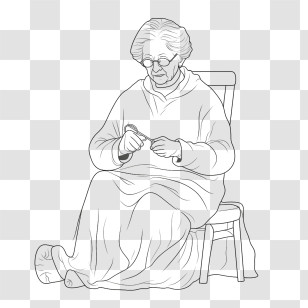 Elderly Woman
 - Elderly Woman Knitting Line Art Transparent PNG