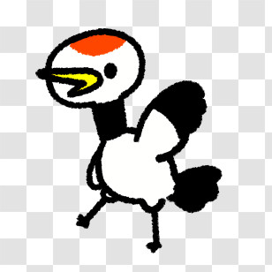 Cartoon - Cute Bird With Red Head Transparent PNG