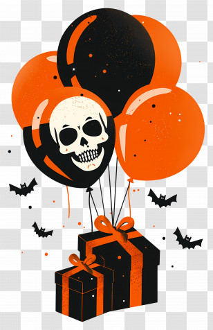 Halloween Balloons - Halloween Balloons With Skull And Gift Box Illustration Transparent PNG