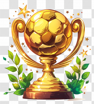 Golden Soccer Trophy - Golden Trophy With Soccer Ball For Victory Celebration Transparent PNG