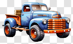 1 Blue Truck - Vintage Blue Pickup Truck Transparent PNG