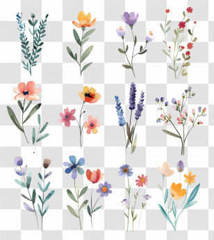 Wild Flower - Watercolor Botanical Art With Flowers Transparent PNG