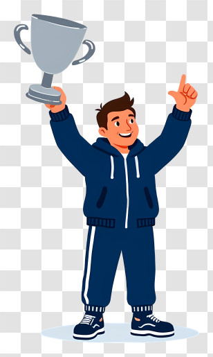 Winner Holding Trophy - Winner Holding Trophy Illustration Transparent PNG
