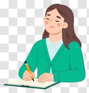 Woman Writing With Pencil - Girl Writing In Notebook Transparent PNG