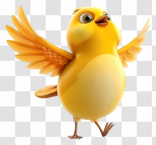 Yellow Bird - Yellow Bird With Open Wings Transparent PNG