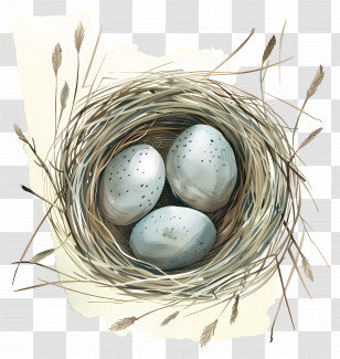 Nest - Bird Nest With Speckled Eggs Transparent PNG