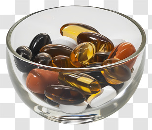 Medicine Tablet - Bowl Of Colorful Capsules And Supplements Transparent PNG