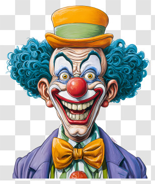 Krusty The Clown - Colorful Cartoon Clown With Top Hat Transparent PNG