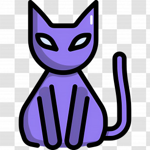 Halloween Cat - Purple Cat Illustration In Cartoon Style Transparent PNG