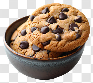 Chocolate Chip Cookies In Bowl - Chocolate Chip Cookie In A Bowl Transparent PNG