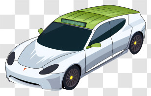 White Car - Modern Electric Car Illustration Transparent PNG
