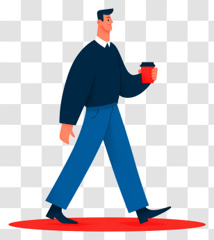 Man Walking With Coffee Cup - Man Walking With Coffee Transparent PNG