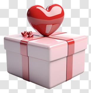 Gift Box - Gift Box With Romantic Heart Decoration Transparent PNG