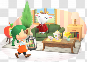 Animal Crossing - Animal Crossing Characters In Cozy Room Transparent PNG