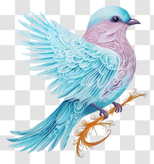 Pastel Bird - Colorful Bird With Blue And Purple Feathers Transparent PNG