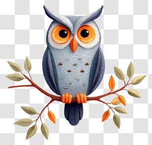 Cartoon Owl On Tree - Owl Perched On A Branch Transparent PNG