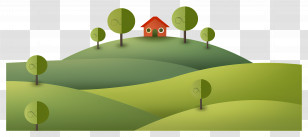 Grass Hill - Cartoon House On Green Hills Transparent PNG
