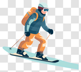 Snowboarding - Skier With Poles Enjoying Winter Adventure Transparent PNG