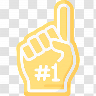 Foam Finger - Yellow Foam Fan Hand With #1 Sign Transparent PNG