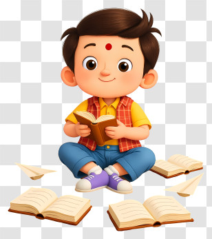 Indian Boy Reading Book - Studious Boy Reading Books Transparent PNG