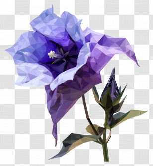 Digital Flower - Purple Bellflower Illustration Transparent PNG