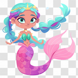 Little Mermaid - Colorful Mermaid In Fantasy Ocean Transparent PNG
