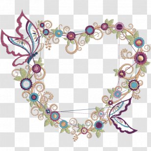 Embroidery Matrix Flower Heart Sewing Machines - Body Jewelry Transparent PNG