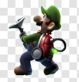 Mario - Green Character With Vacuum In Action Transparent PNG