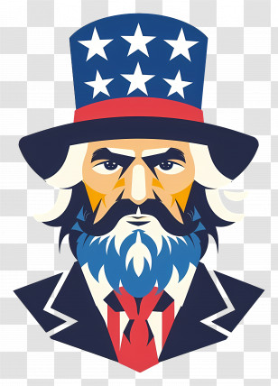 Uncle Sam Portrait - Uncle Sam Patriotic Cartoon Illustration Transparent PNG