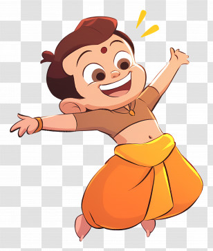 Chhota Bheem - Boy Acrobat Cartoon Character Dancing Transparent PNG