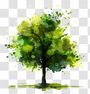 Green Tree - Watercolor Tree Illustration With Green Leaves Transparent PNG