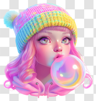 Bubble Gum Day - Girl Blowing Bubble Gum Transparent PNG