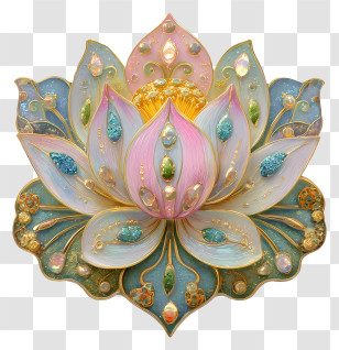 Elaborate Lotus Art - Jeweled Lotus Brooch Ornament Transparent PNG