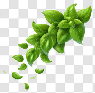 Vegetable Floating - Green Basil Leaves Illustration Transparent PNG