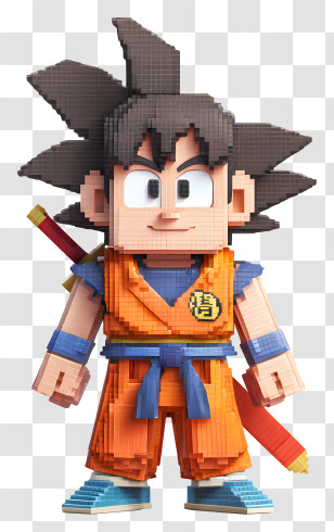 Minecraft Goku - Blocky Anime Character In Orange Outfit Transparent PNG