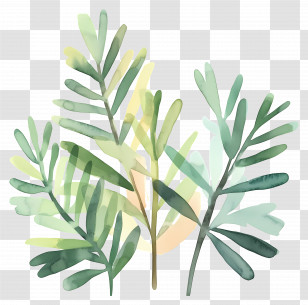 Leaf Painting - Green Leaves In Watercolor Style Transparent PNG