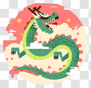 Cartoon Chinese Dragon - Cartoon Dragon In Circle Transparent PNG