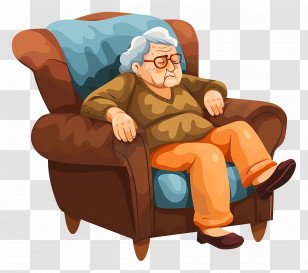 Tired Old Woman - Elderly Woman Resting In Armchair Illustration Transparent PNG