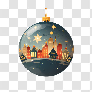 Christmas Ball - Festive Christmas Ornament With Cityscape Transparent PNG