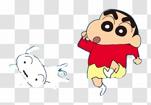 Shinchan - Cartoon Boy Running With Dog Transparent PNG