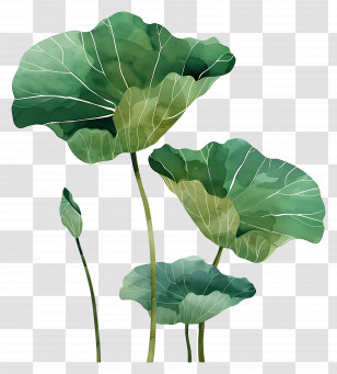 Lotus Leaf - Lotus Leaves In Watercolor Illustration Transparent PNG
