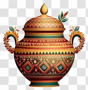Indian Kalash Pot - Traditional Pot With Handles Illustration Transparent PNG