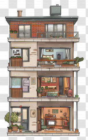 Apartment - Cute Doodle Apartment Building Transparent PNG