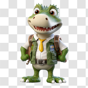 Alligator - Cartoon Alligator With Backpack And Tie Transparent PNG