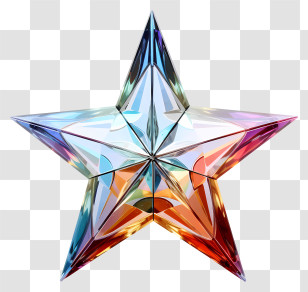 Rainbow - Shimmering Crystal Star Ornament Illustration Transparent PNG