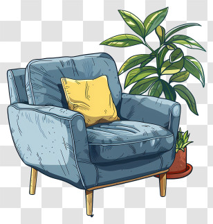 Armchair - Comfortable Chair With Plants Transparent PNG