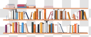 Bookshelf - Modern Horizontal Bookshelf With Books Transparent PNG