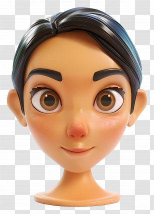 Cartoon Woman Face - Animated Female Character Face Transparent PNG